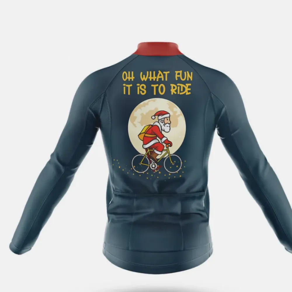 Santa's Ride Cycling Jersey Navy/Red/Grey