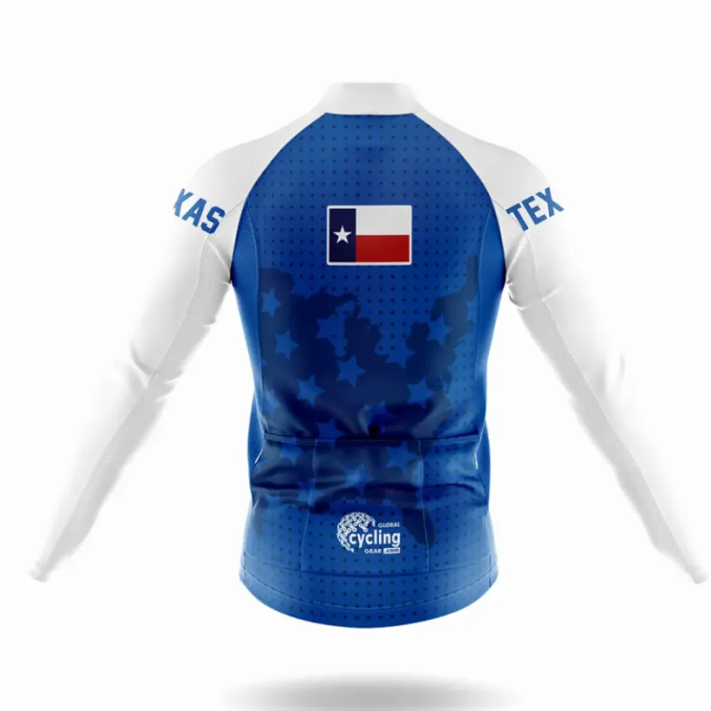 Texas Velo Long Sleeve Cycling Jersey Blue/White/Red