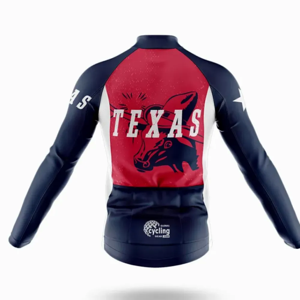 Texas Icon Long Sleeve Cycling Jersey Navy/Red/White