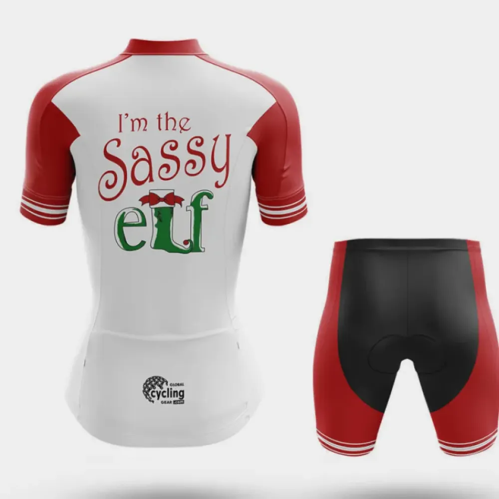 The Sassy Elf Women Cycling Shorts Black/Red/White
