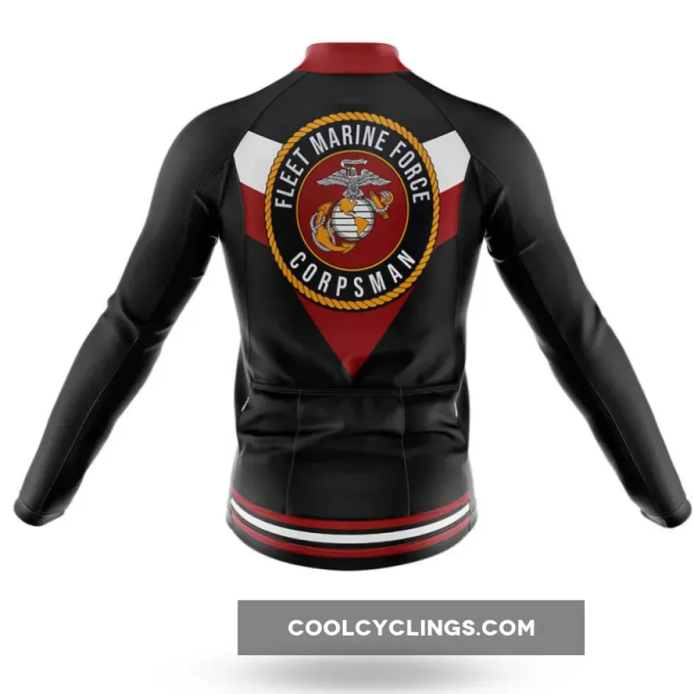 Fleet Marine Force Corpsman Long Sleeve Cycling Jersey Black/Red/White