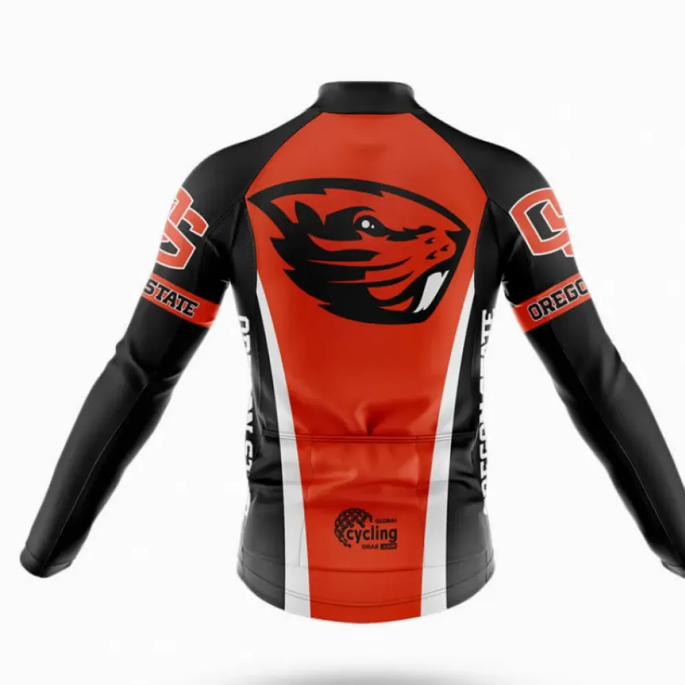 Oregon State University Long Sleeve Cycling Jersey Black/Red/White