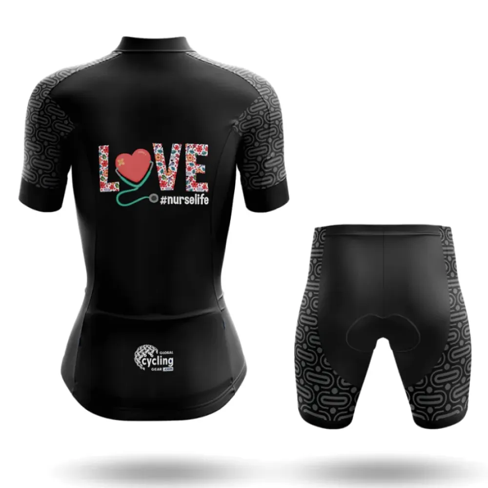 Nurse Life Women's Cycling Kit Love Black/Floral/Grey