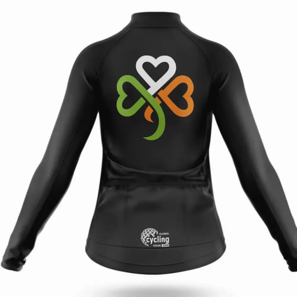 Ireland Clover Hearts Women's Cycling Jersey Black/Green/Orange