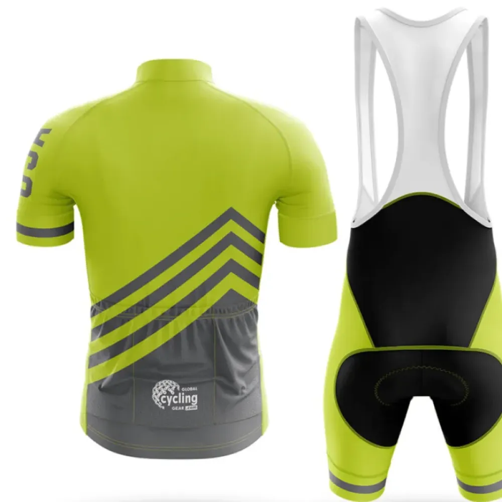 USA S4 Lime Green Long Sleeve Cycling Jersey