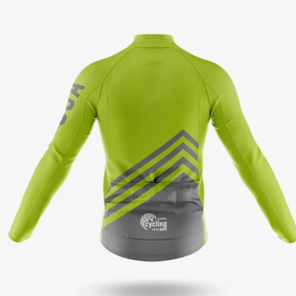 USA S4 Lime Green Long Sleeve Cycling Jersey