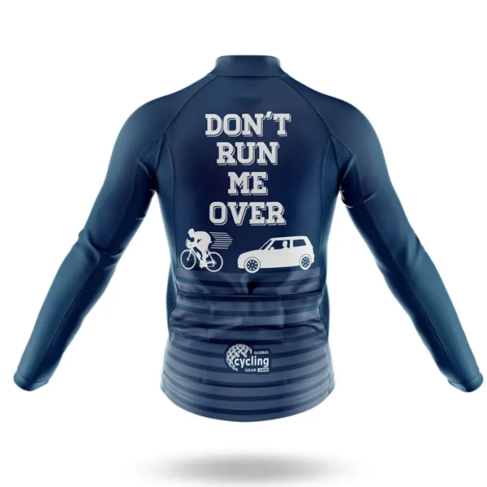 Don't Run Me Over V6 Long Sleeve Cycling Jersey Navy/White/Blue