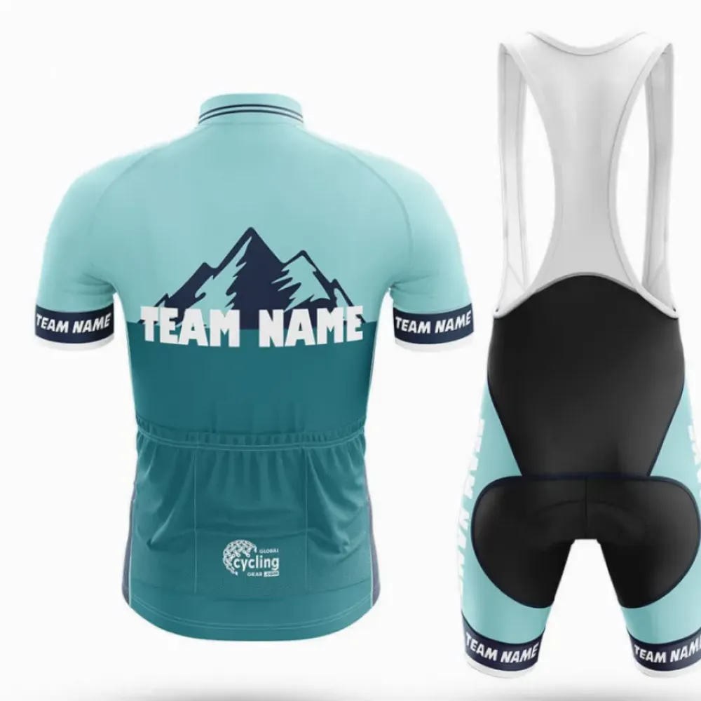 Custom Team Name Long Sleeve Cycling Jersey Teal/Blue/Purple