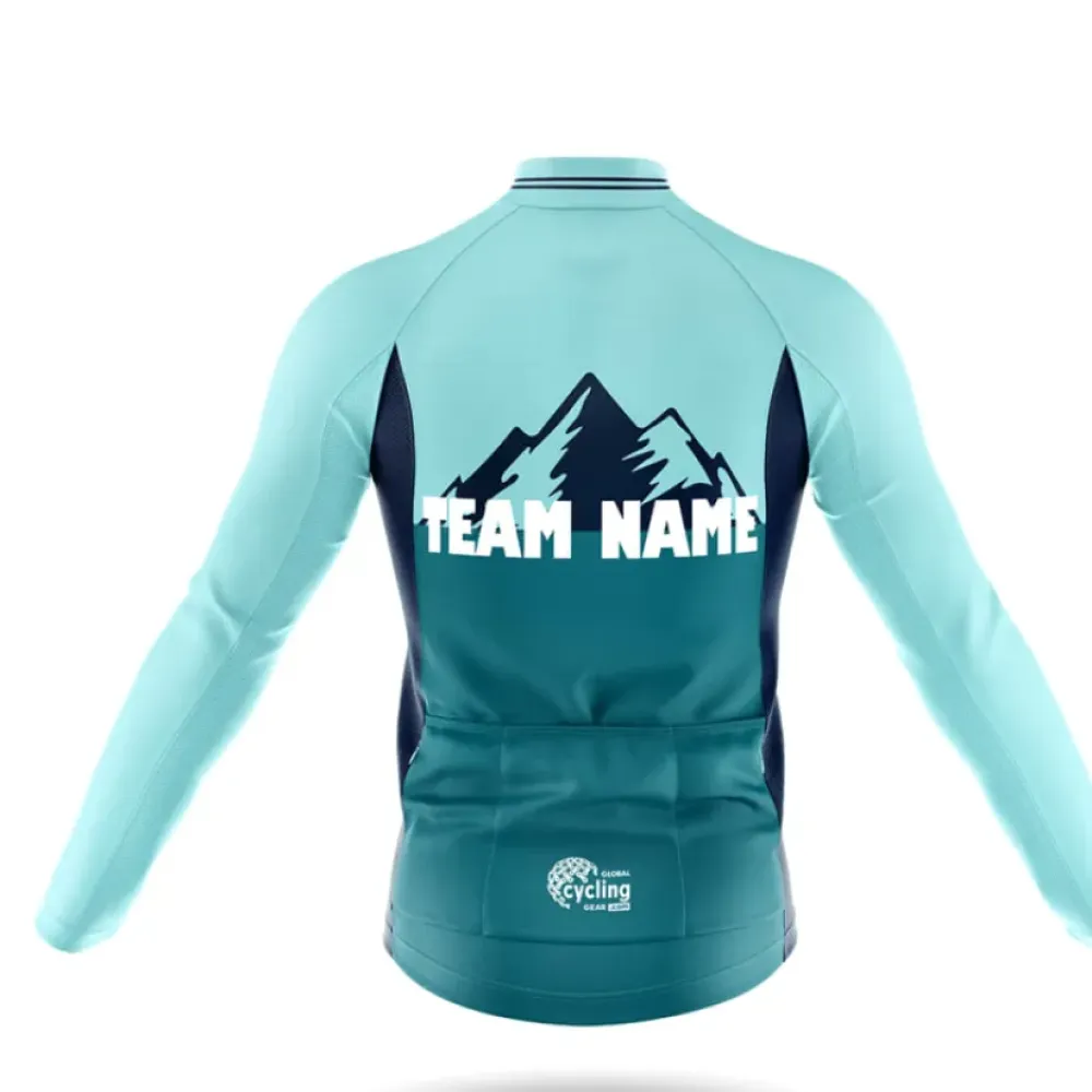 Custom Team Name Long Sleeve Cycling Jersey Teal/Blue/Purple
