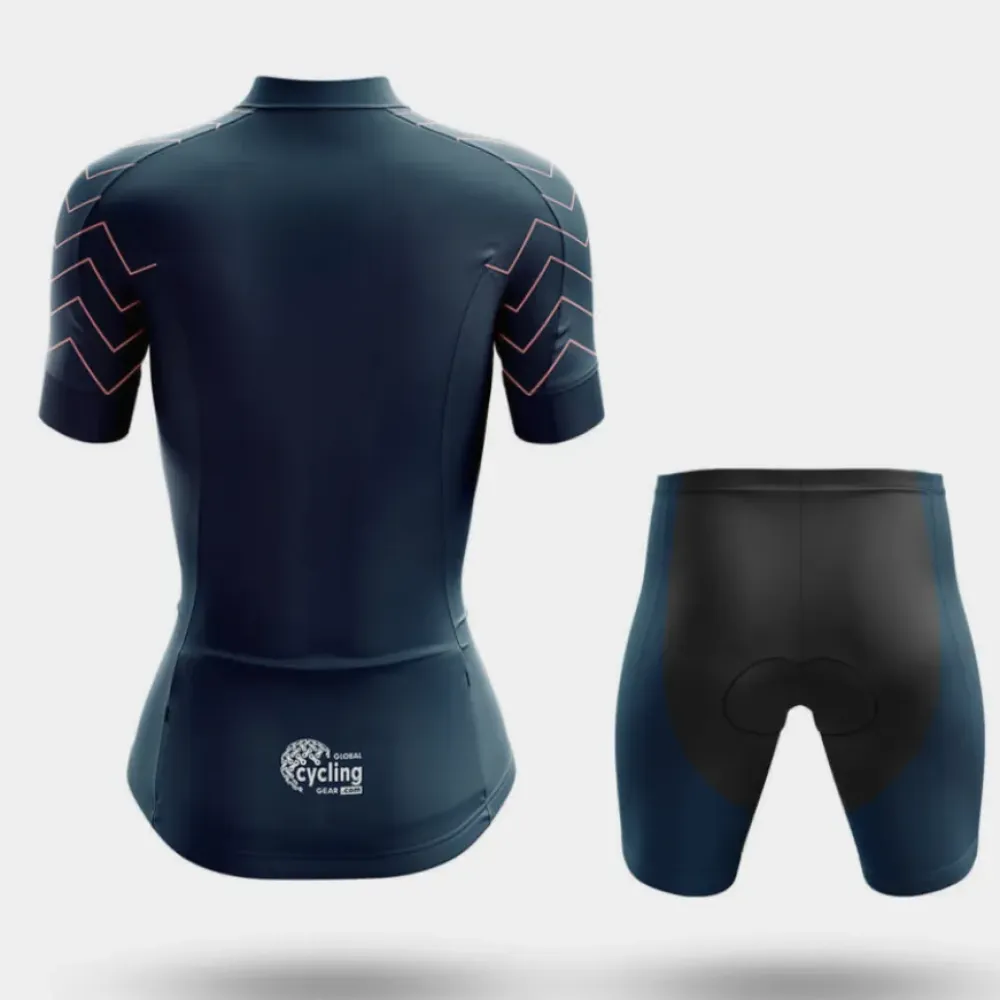 Women's Cycling Kit Stripe Sleeves Navy/Pink/Black