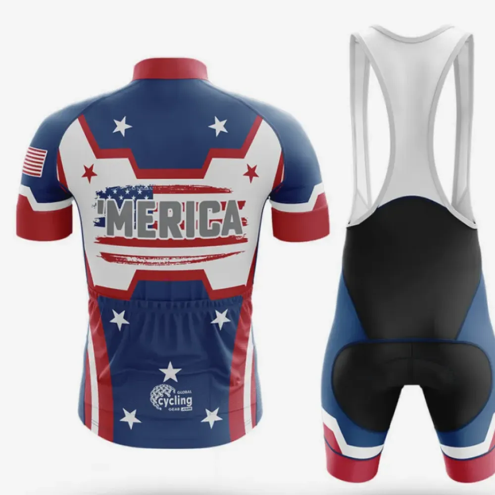 'American Flag Cycling Jersey Merica Blue/Red/White'