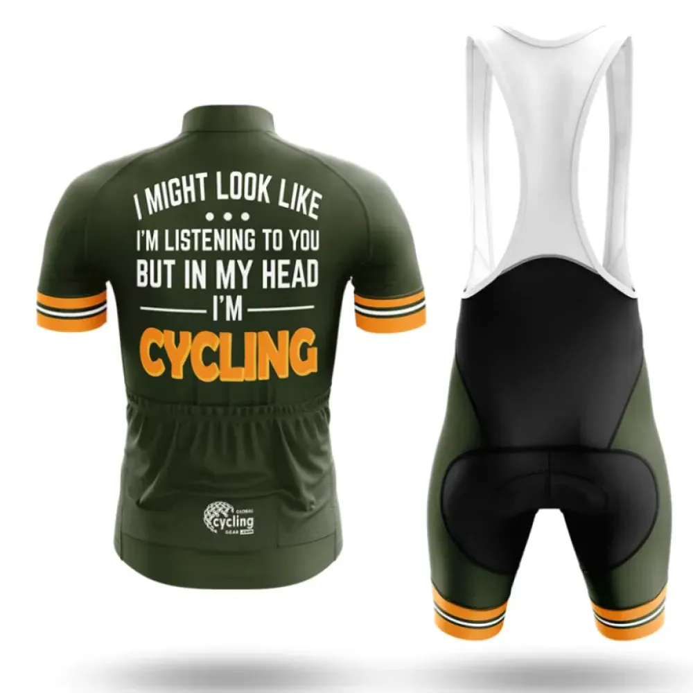 Cycling Jersey I'm Cycling Army Green/Orange/Black