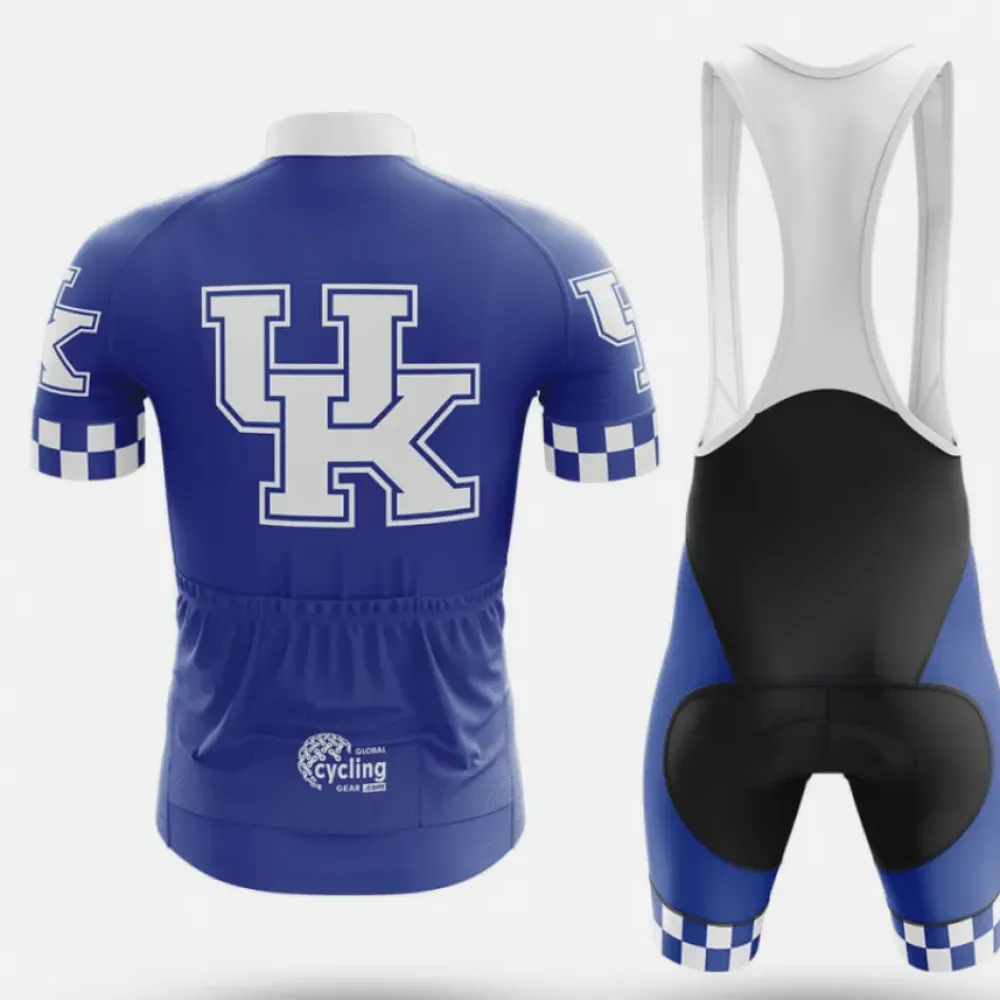 Kentucky Checkerboard Long Sleeve Cycling Jersey Blue/White/Checkered