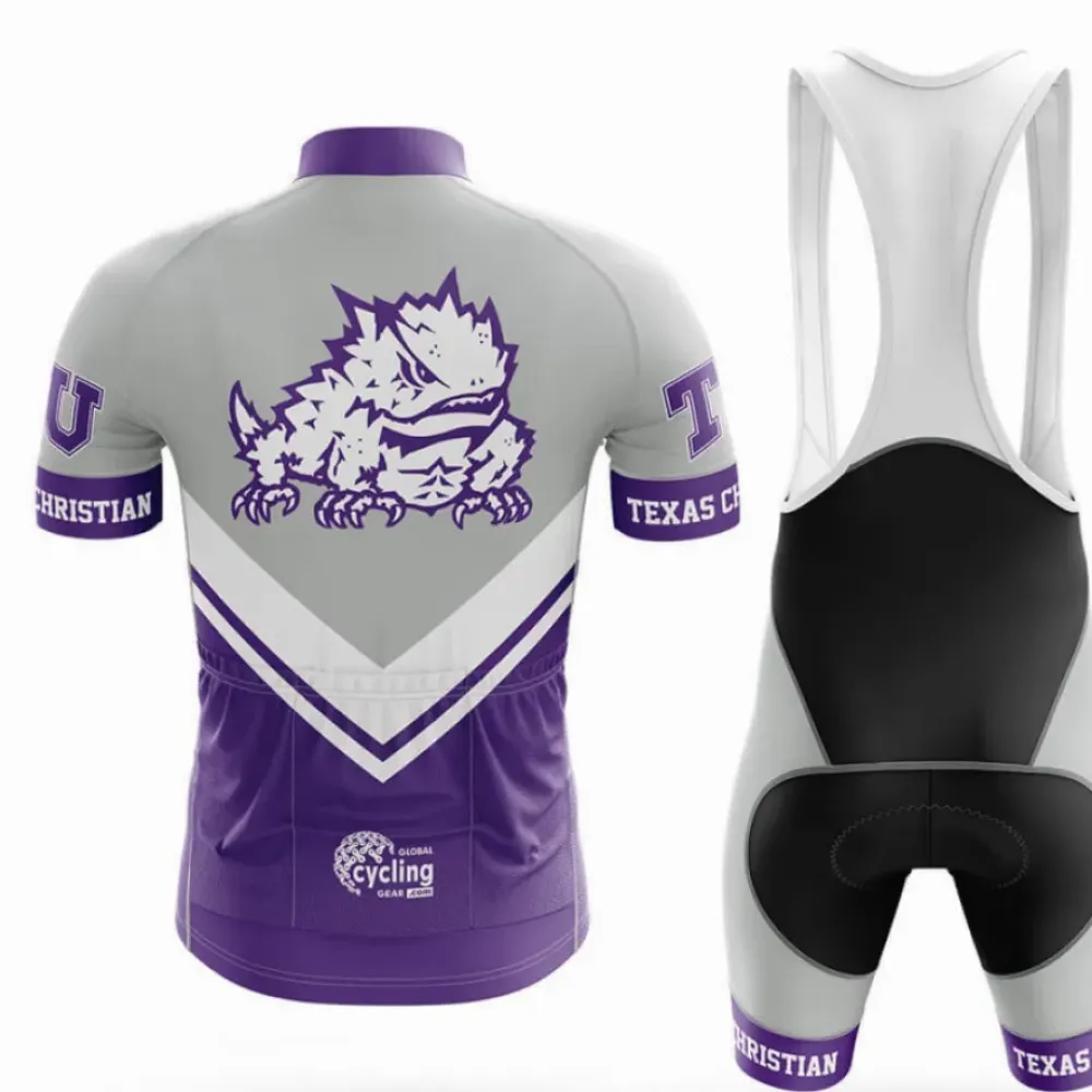 Texas Christian University Cycling Jersey Wildcat Purple/Grey/White