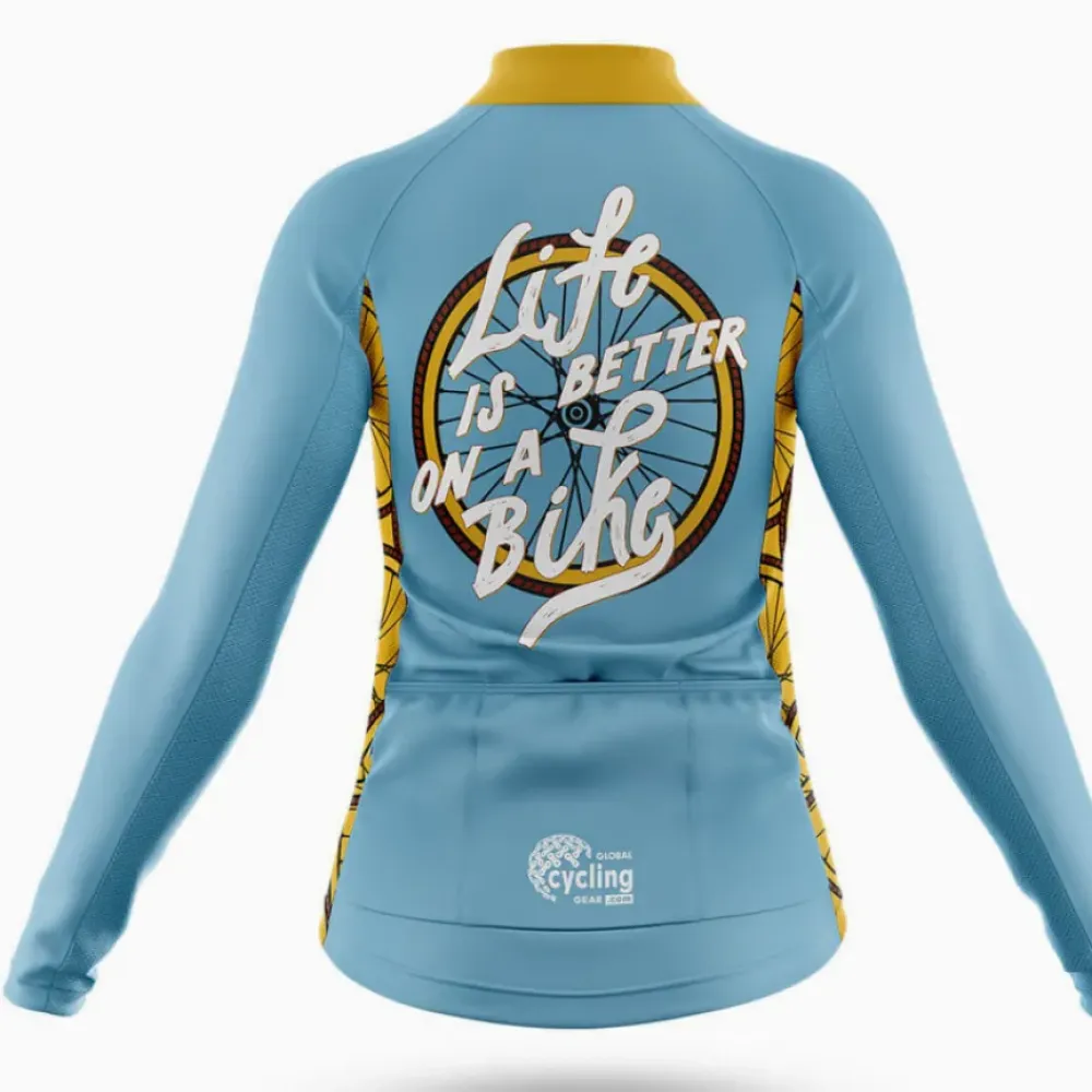 Life Is Better On A Bike Women's Cycling Kit Full Set Ver.2 Blue/Yellow/Black