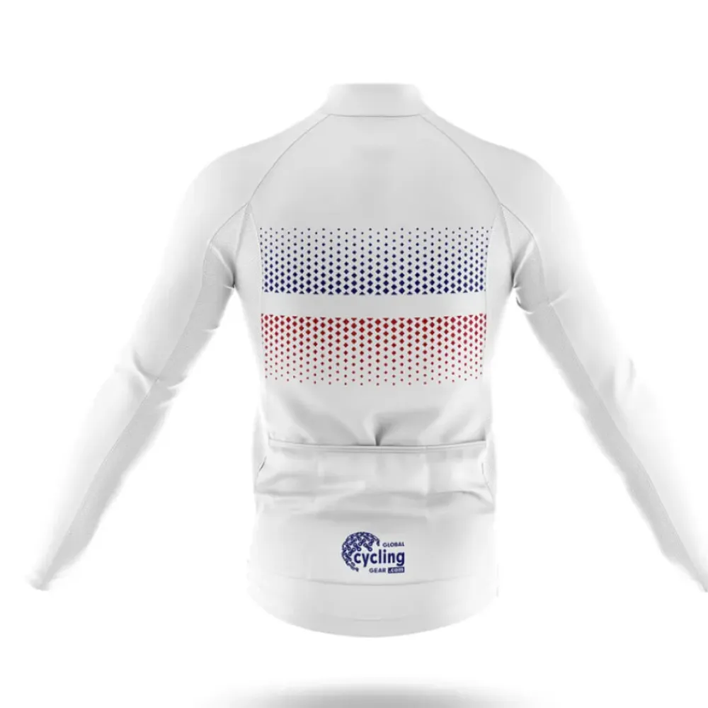 Urban Cycling Jersey Geometric Pattern White/Red/Navy