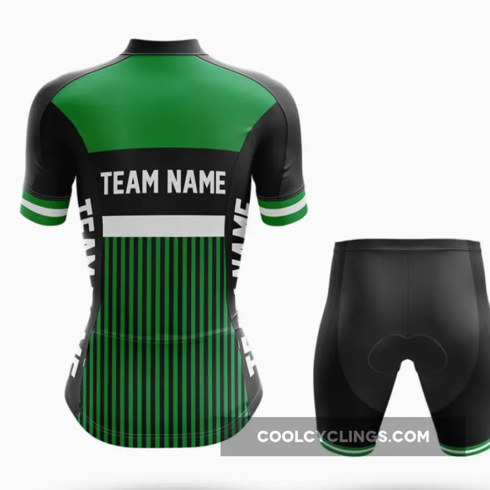 Women's Cycling Kit Custom Team Name Green/Black/White