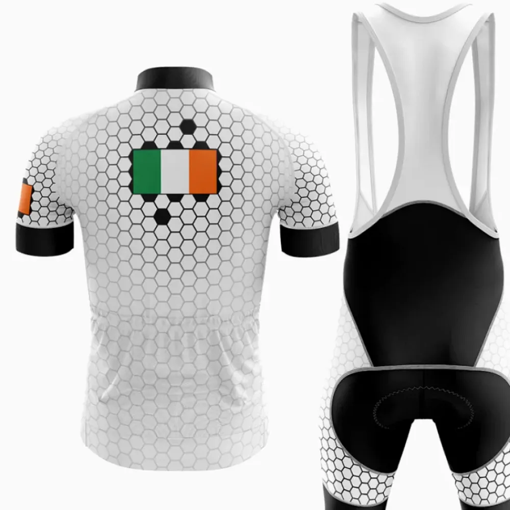 Ireland V5 Cycling Bibs Hexagon Pattern Black/White/Green