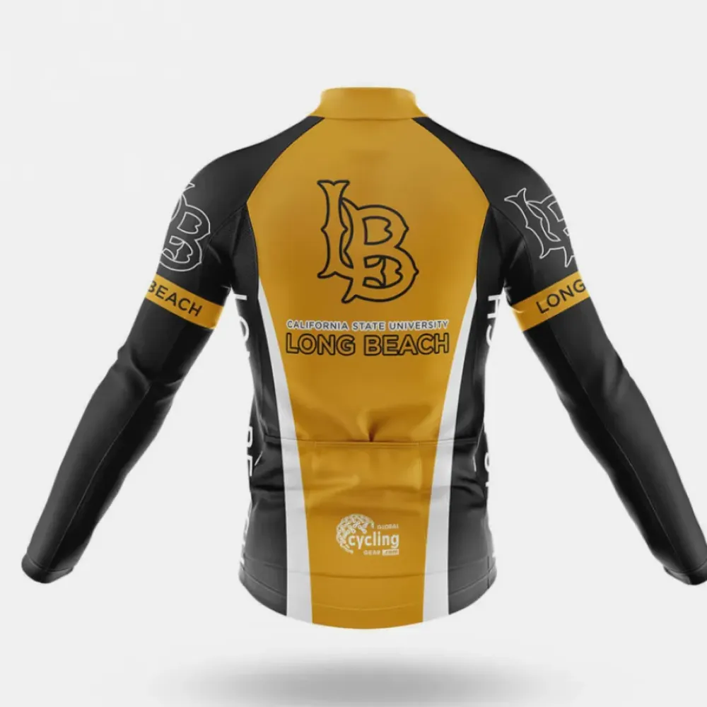 California State University Long Beach Long Sleeve Cycling Jersey Yellow/Black/White