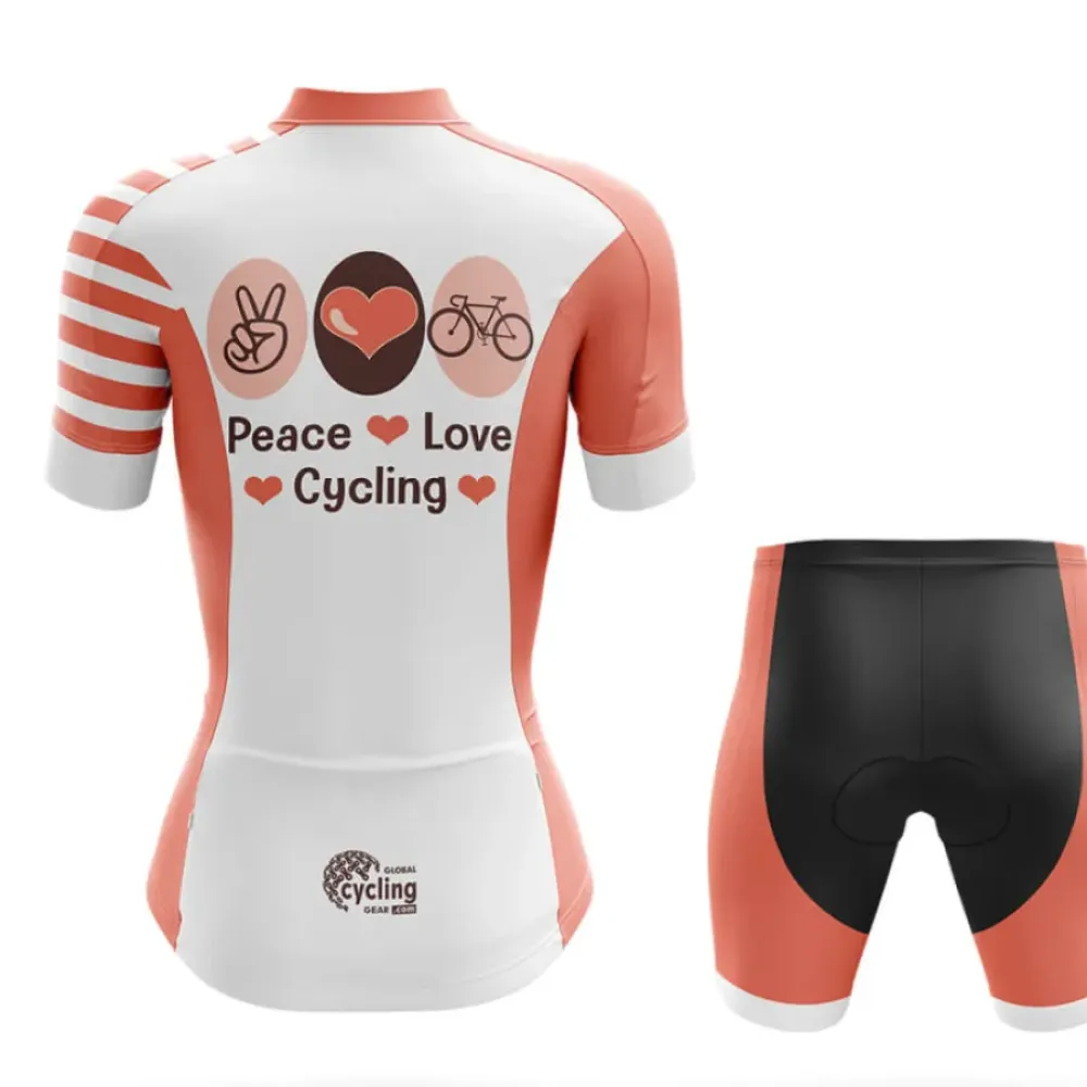 Peace Love Cycling Women's Long Sleeve Jersey Coral/White/Pink