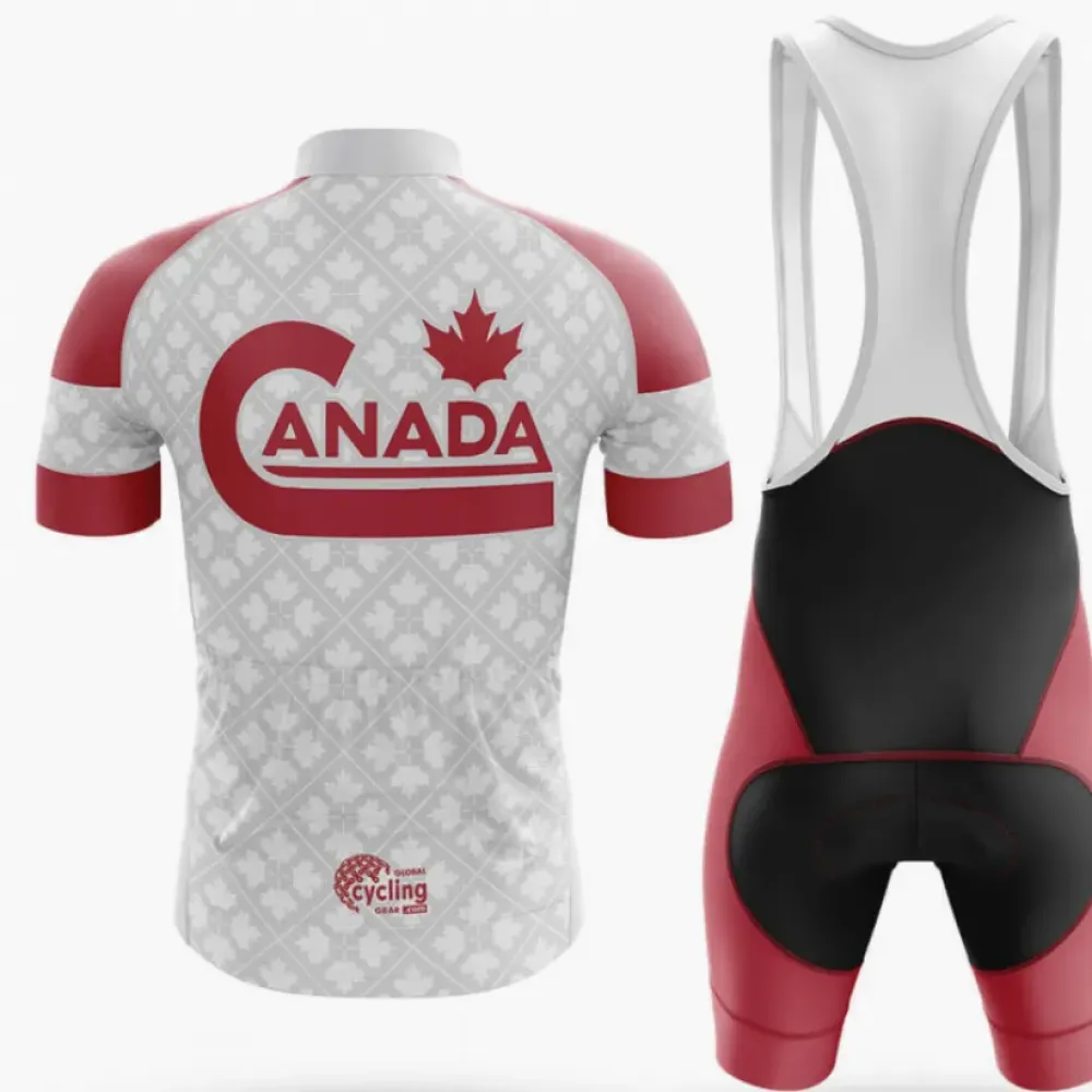 Maple Leaf Cycling Bibs Comfortable Red/Black/White