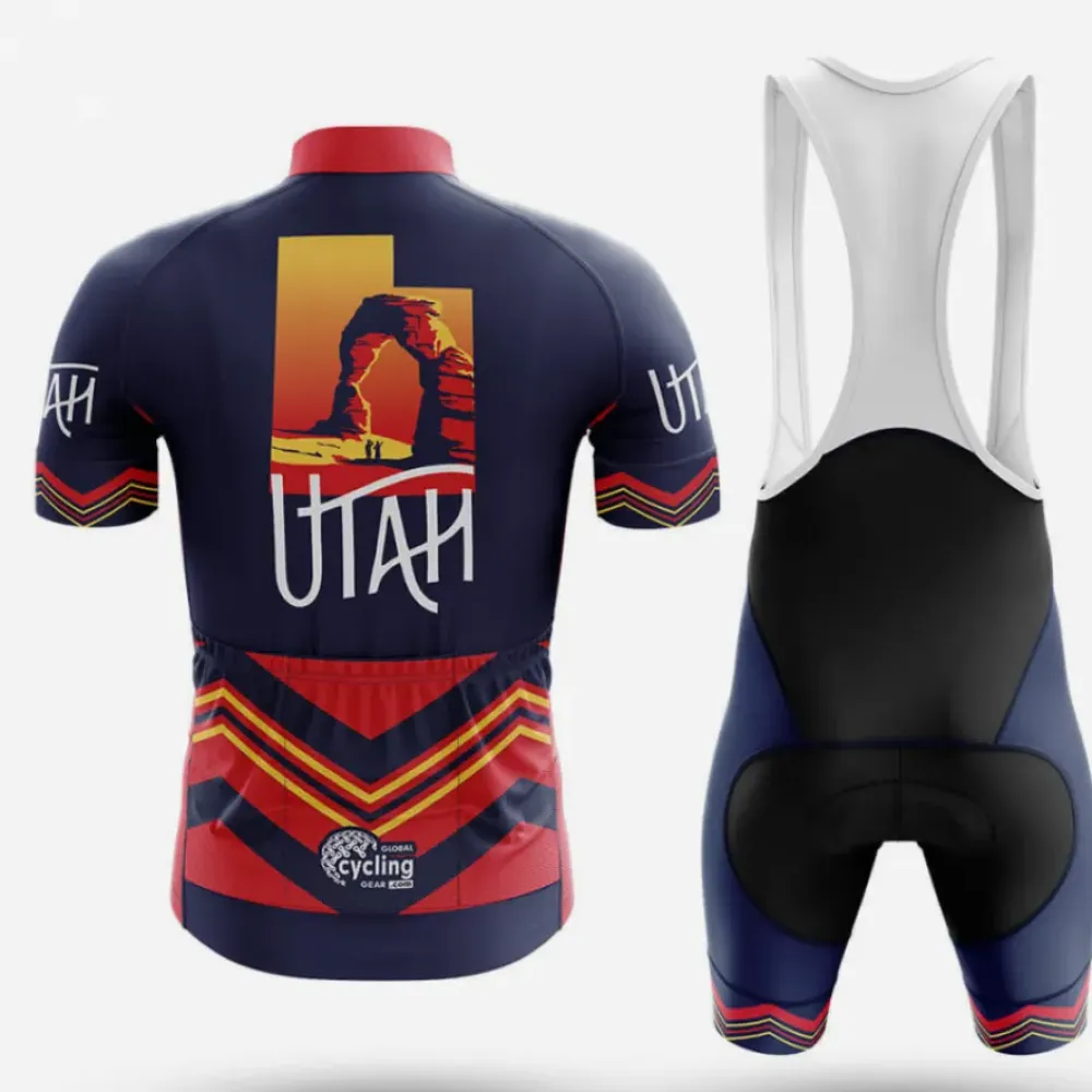 Utah Symbol Long Sleeve Cycling Jersey Navy/Yellow/Red