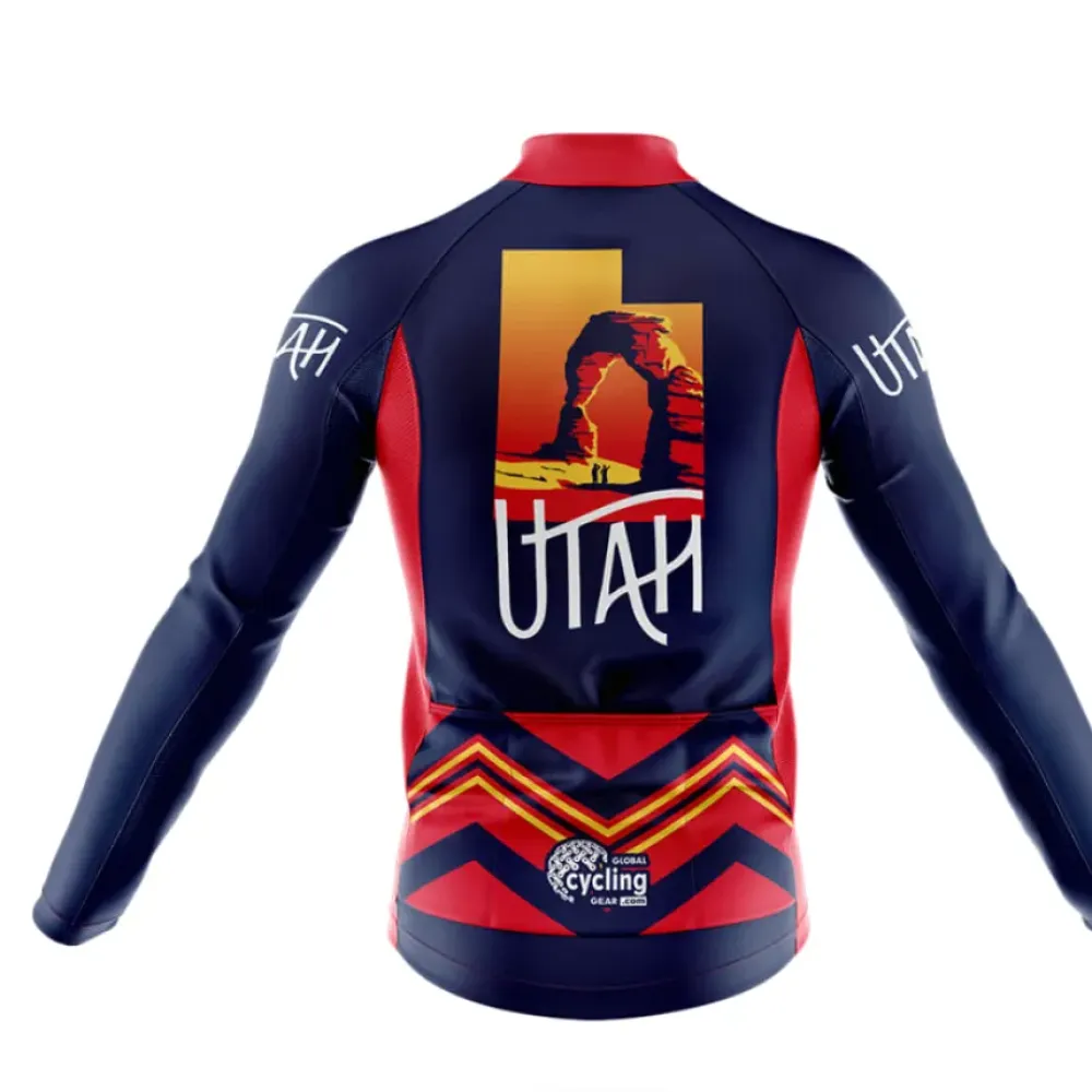 Utah Symbol Long Sleeve Cycling Jersey Navy/Yellow/Red