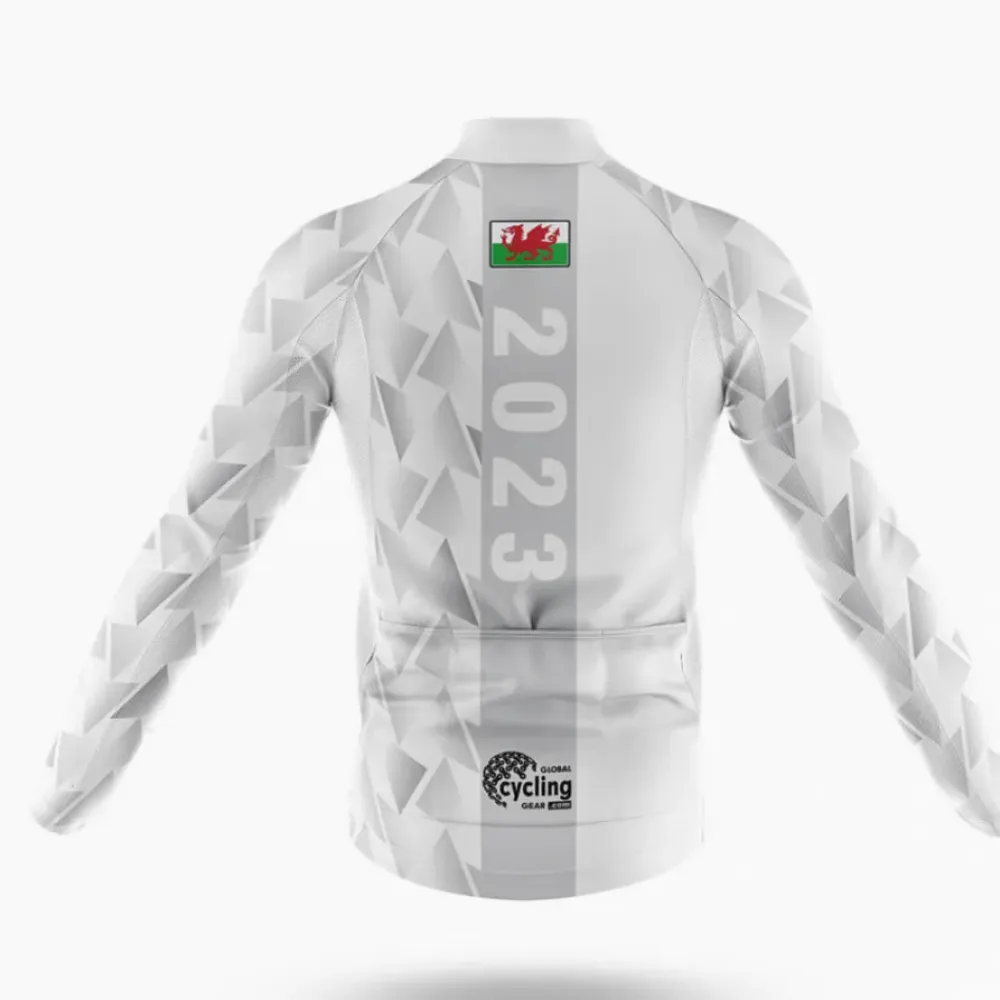 Cymru 2023 Long Sleeve Cycling Jersey White/Grey/Red