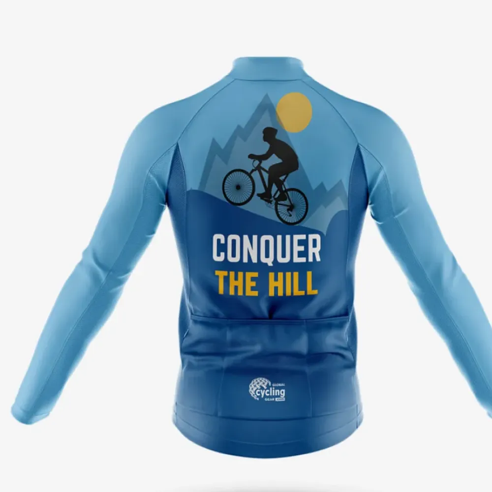 Cycling Jersey Conquer The Hill Blue/Yellow/Gray