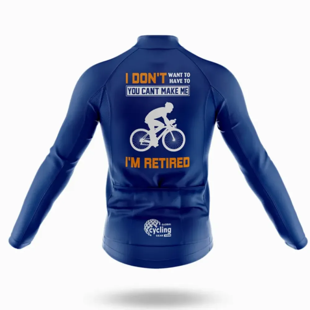 Navy Long Sleeve Cycling Jersey I'm Retired Navy/Blue/Long Sleeves