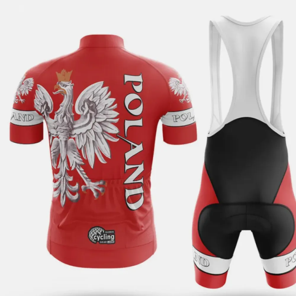Poland Team Long Sleeve Cycling Jersey Red/White/Grey