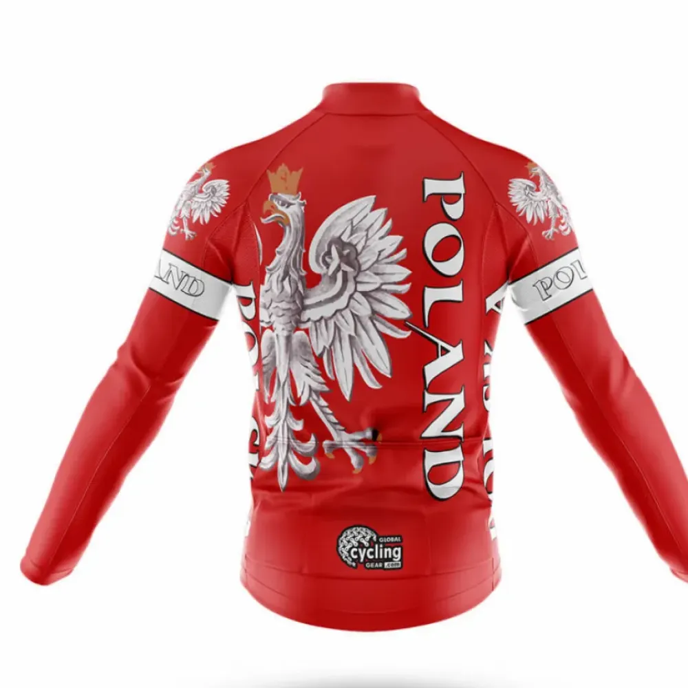 Poland Team Long Sleeve Cycling Jersey Red/White/Grey