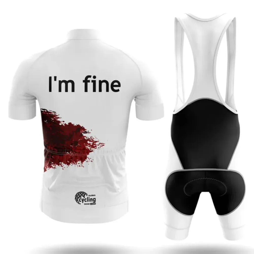 I'm Fine Cycling Jersey Blood Splatter White/Red/Grey