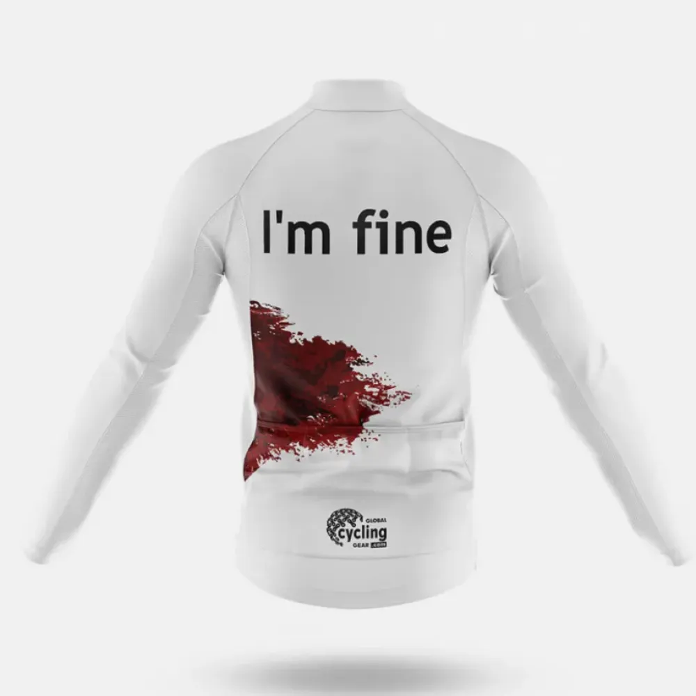 I'm Fine Cycling Jersey Blood Splatter White/Red/Grey