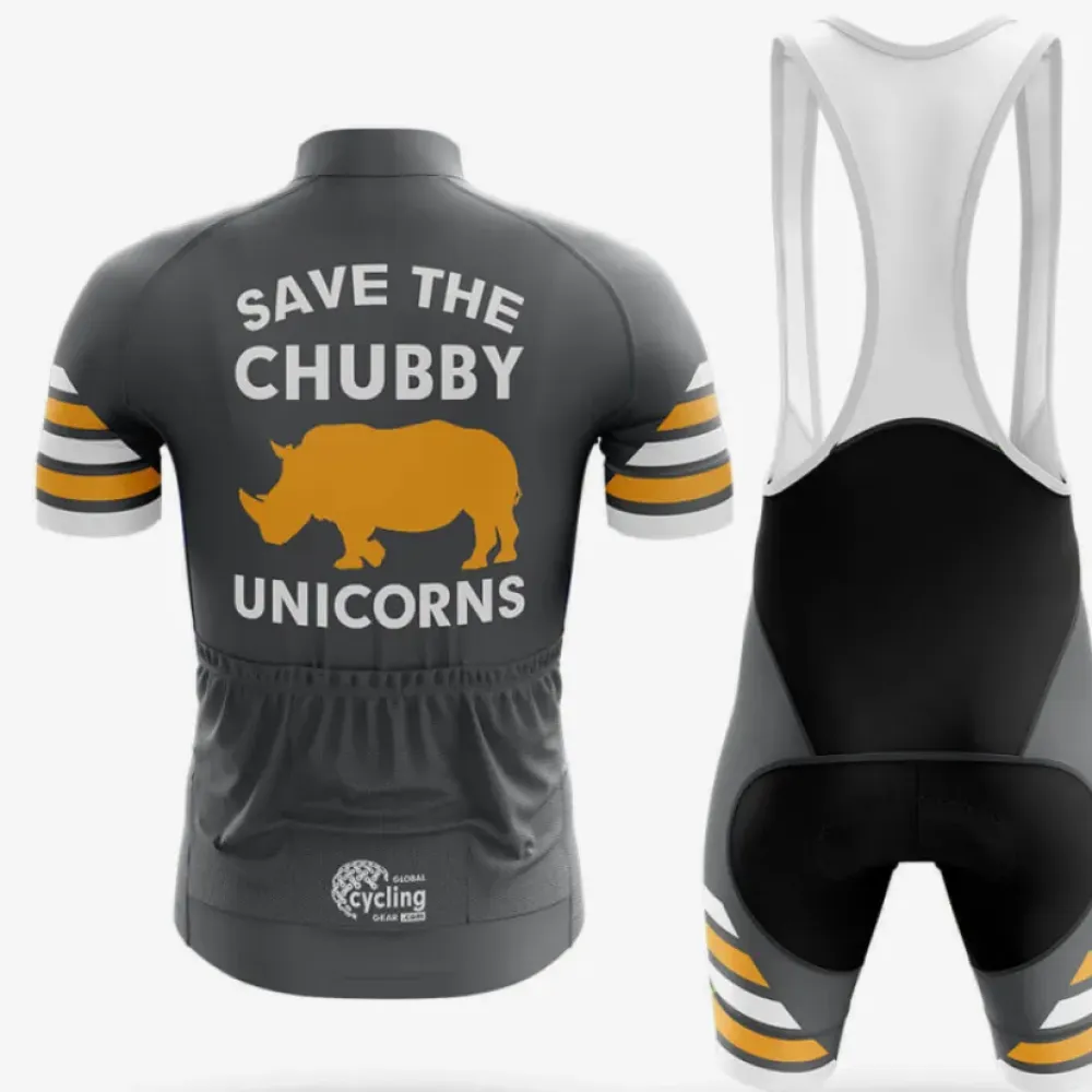 Grey Chubby Unicorn Long Sleeve Cycling Jersey