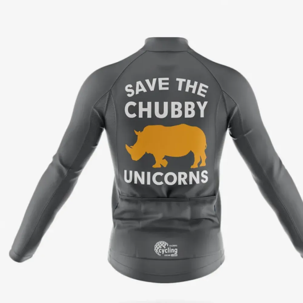 Grey Chubby Unicorn Long Sleeve Cycling Jersey