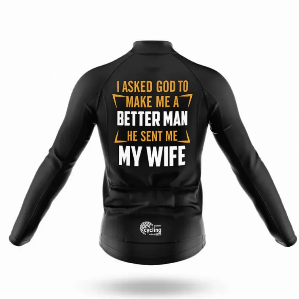 Better Man Cycling Jersey My Wife Black/Yellow/White