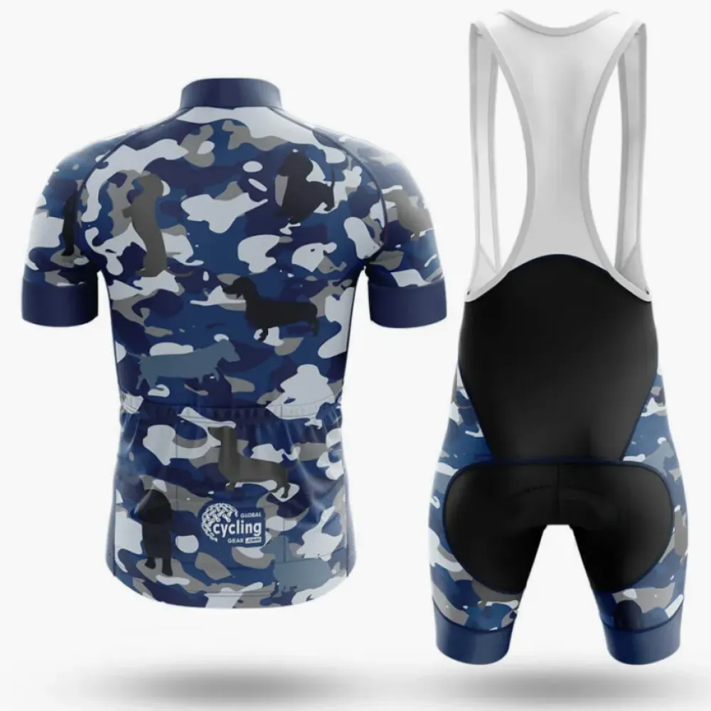 Cycling Bibs Camo Dachshund Navy/Blue/Grey