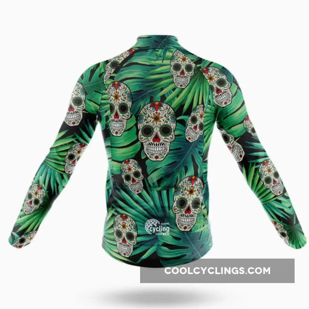 Aloha Skull Long Sleeve Cycling Jersey Tropical Skulls Green/Black/Palm