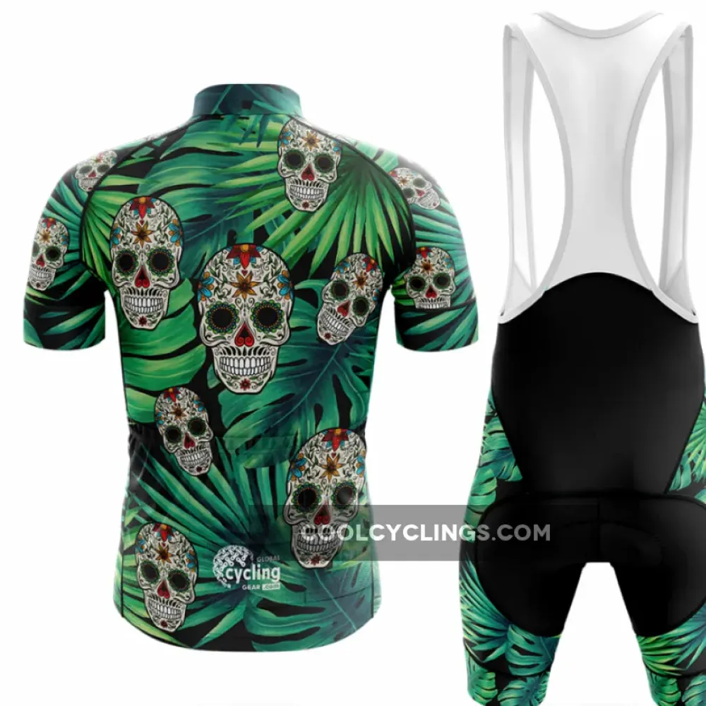 Aloha Skull Long Sleeve Cycling Jersey Tropical Skulls Green/Black/Palm