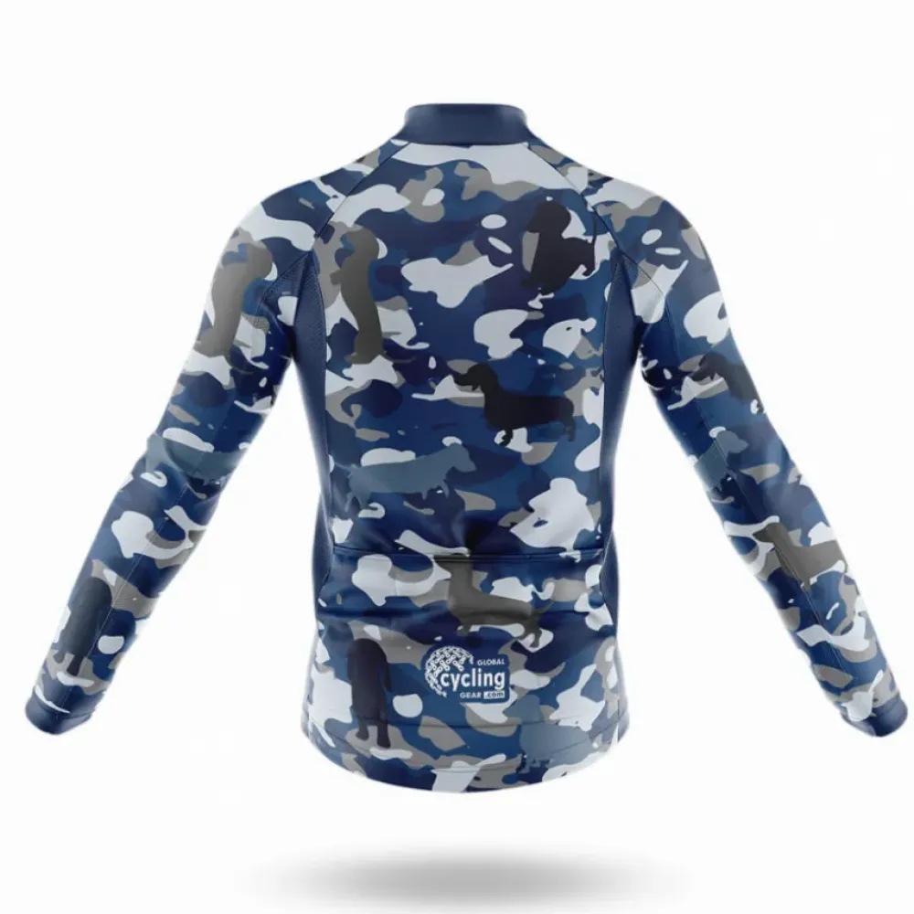 Camo Dachshund Cycling Jersey Navy/Blue/Grey