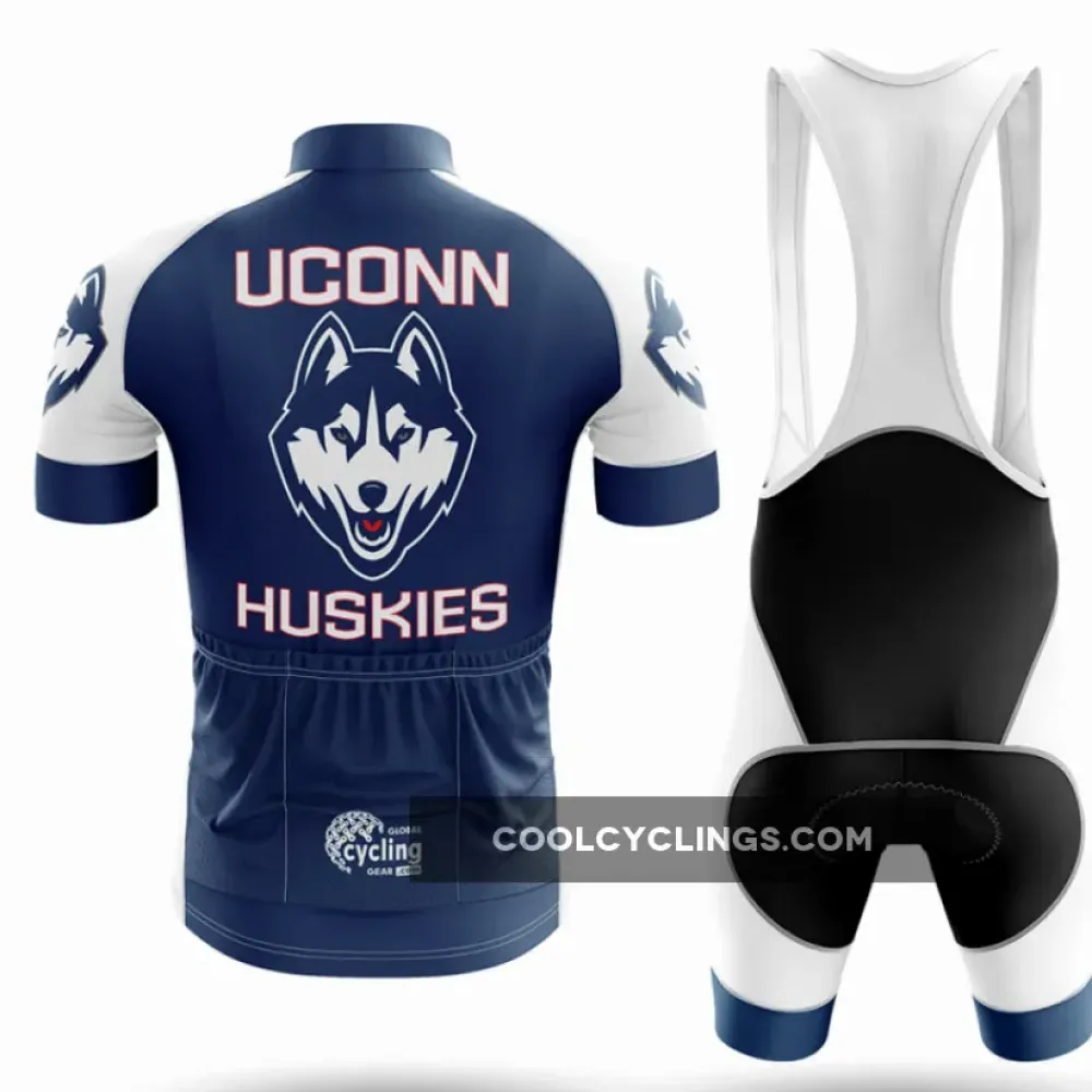 UConn Huskies Long Sleeve Cycling Jersey Navy/White/Blue