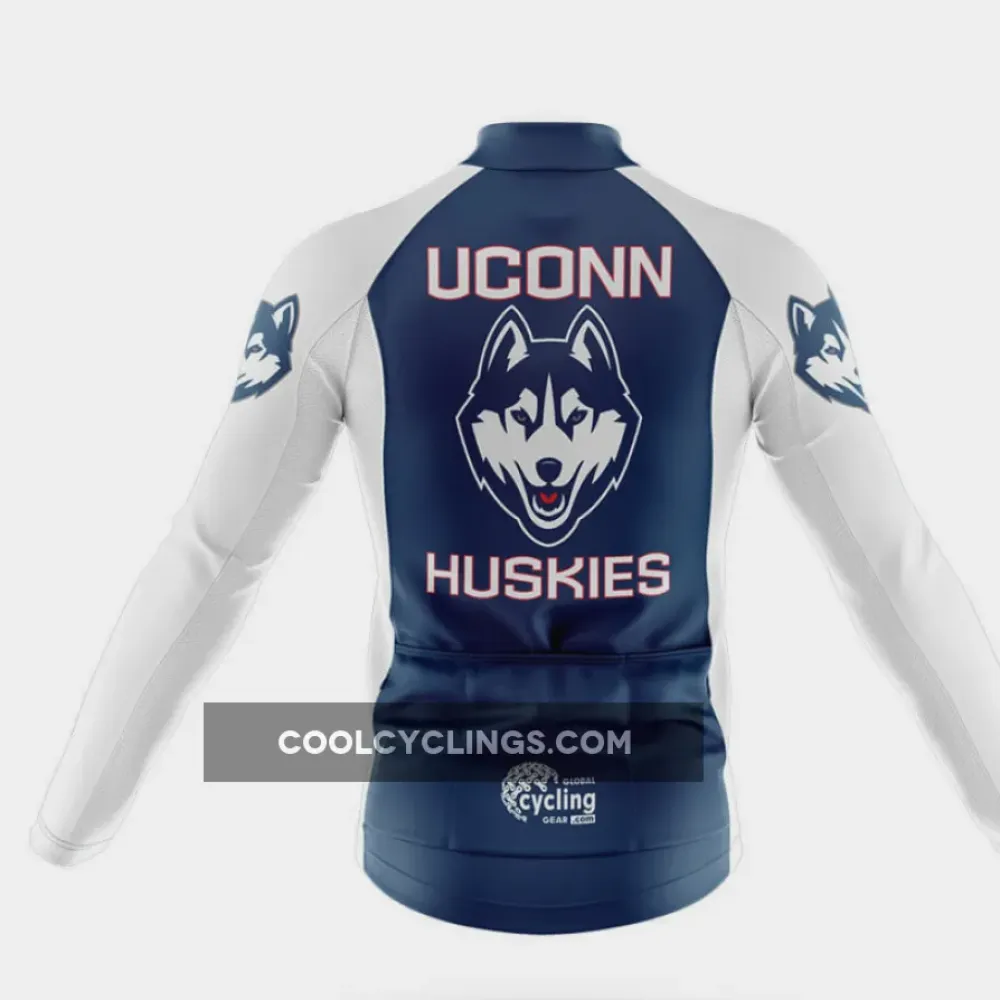 UConn Huskies Long Sleeve Cycling Jersey Navy/White/Blue