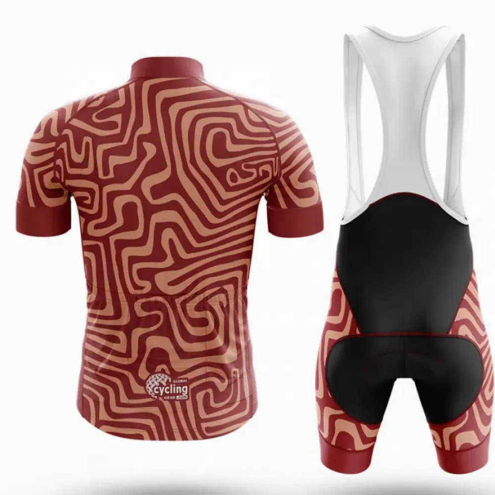 Aboriginal Art Cycling Jersey Maze Maroon/Tan/Red