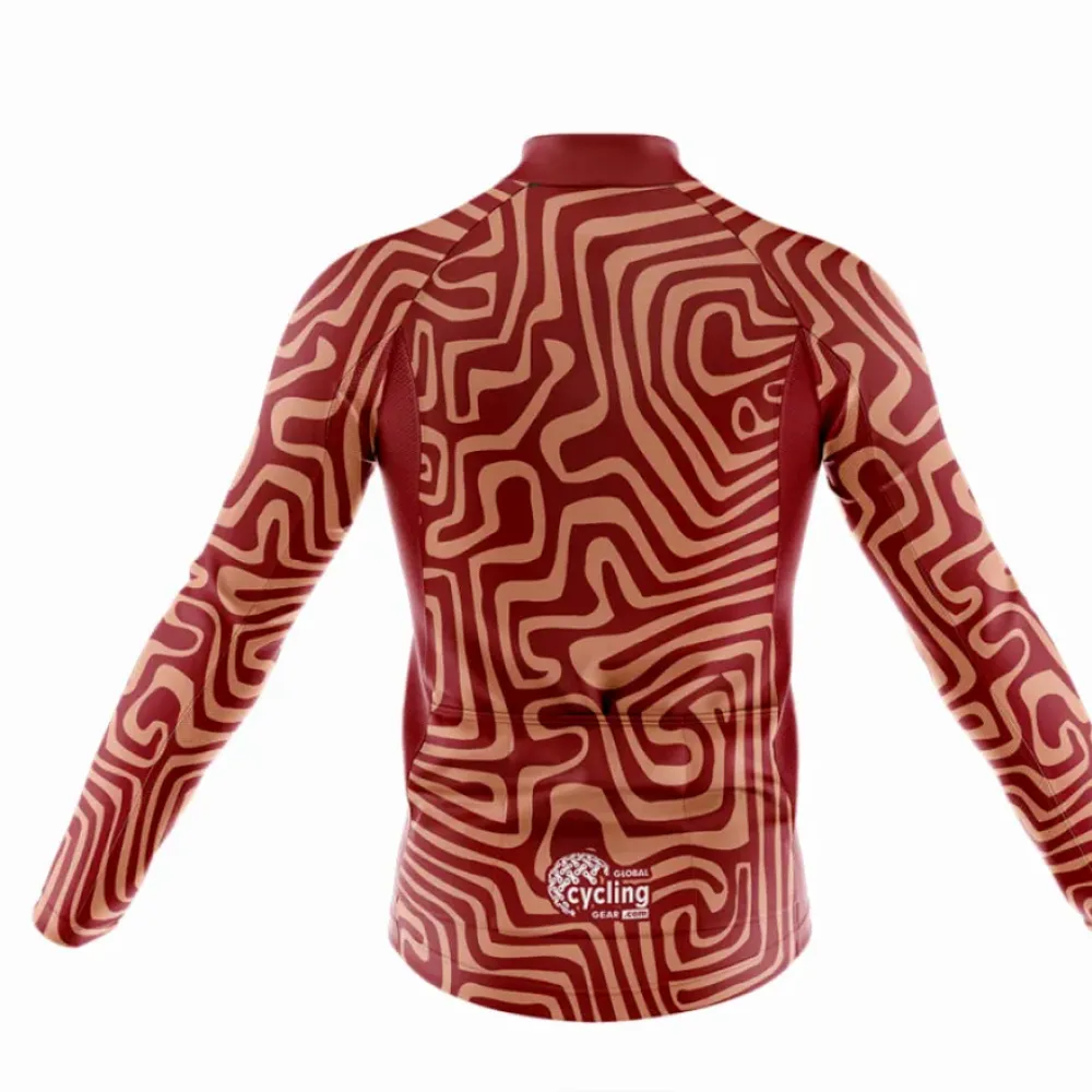 Aboriginal Art Cycling Jersey Maze Maroon/Tan/Red