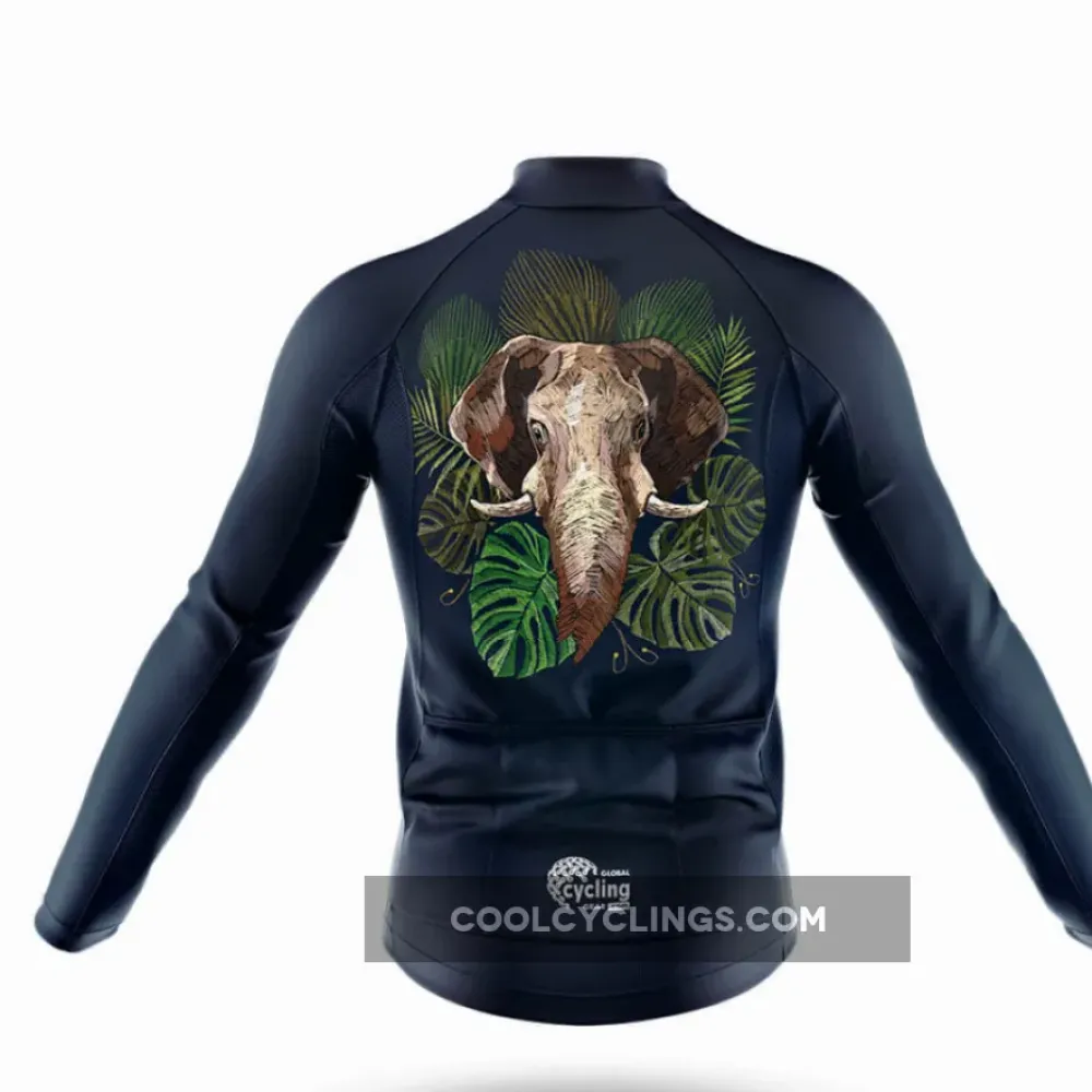 Elephant Long Sleeve Cycling Jersey Ver.2 Jungle Safari Navy/Green/Black