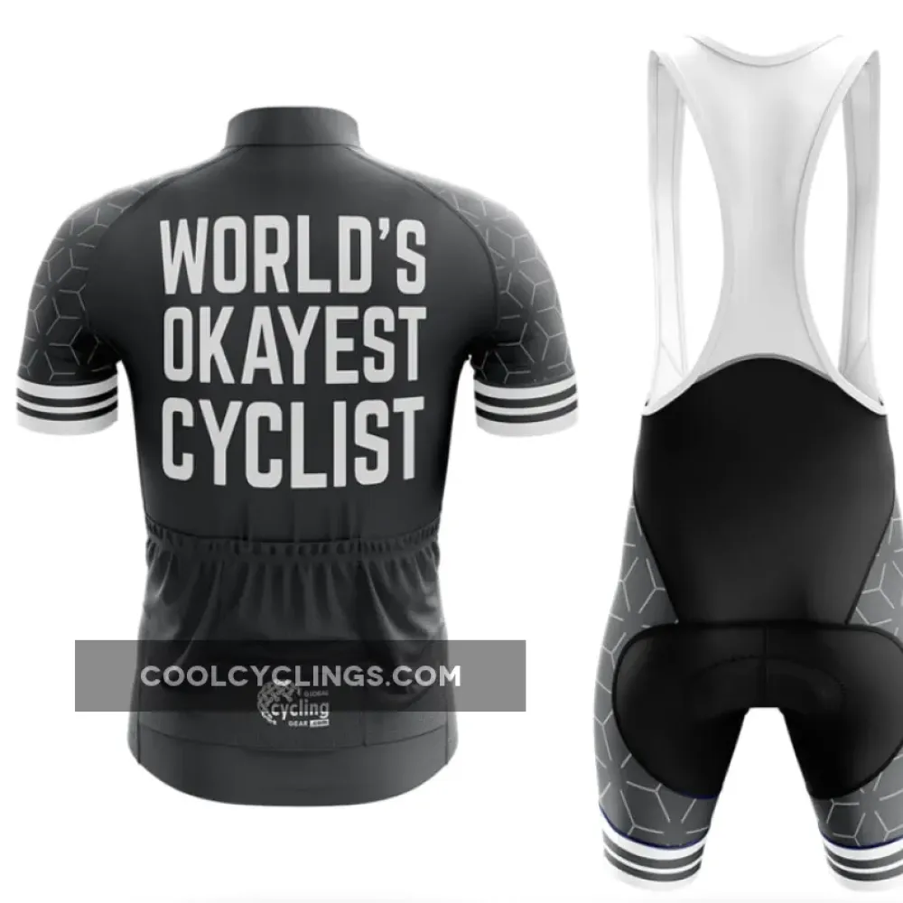 Cycling Jersey World's Okayest Cyclist Black/Gray/White