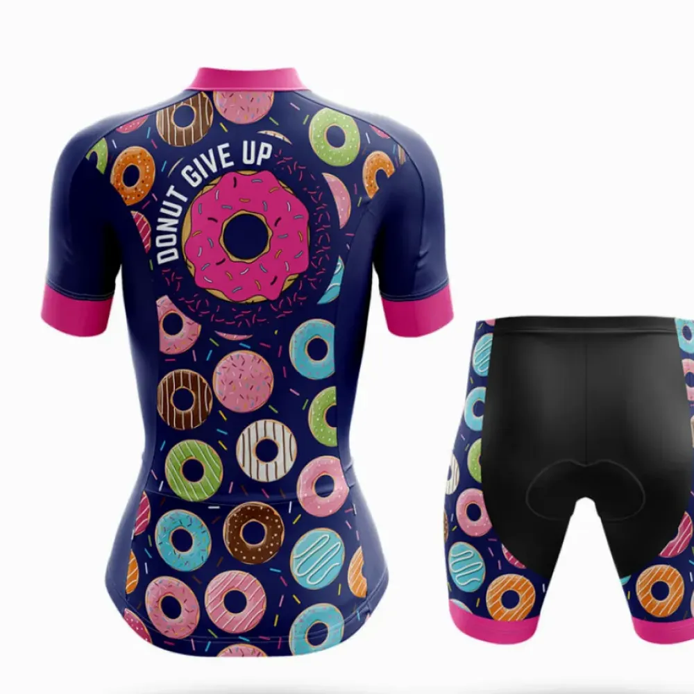 Donut Give Up Women's Cycling Jersey Pink/Navy/Blue