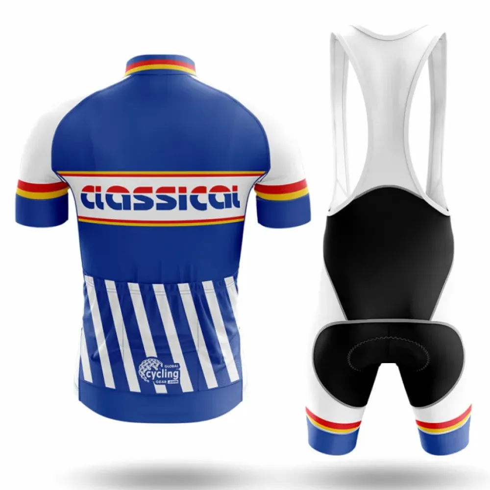 Classical Blue Cycling Bibs Bib White/Blue/Yellow
