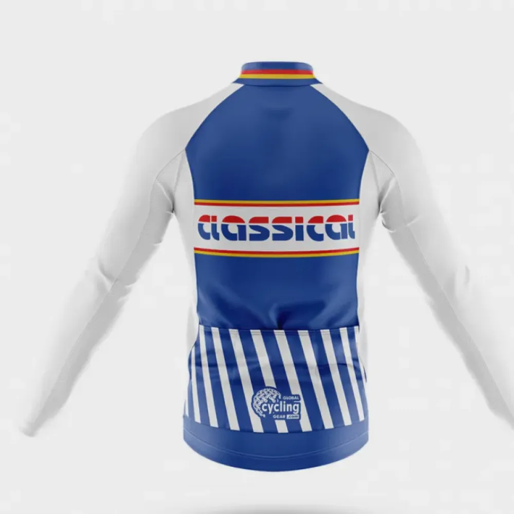 Classical Blue Cycling Bibs Bib White/Blue/Yellow